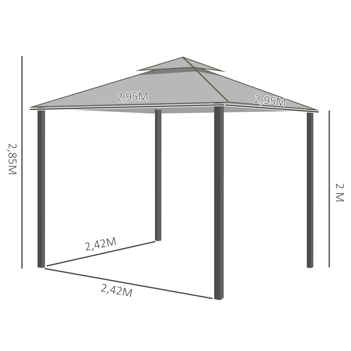 Garden Pavilion Pavilion 3 X 3 M Garden Tent With Double Roof Marquee Party Tent With 4 X Side Panels Mosquito Net Weatherproof Aluminum Polyester