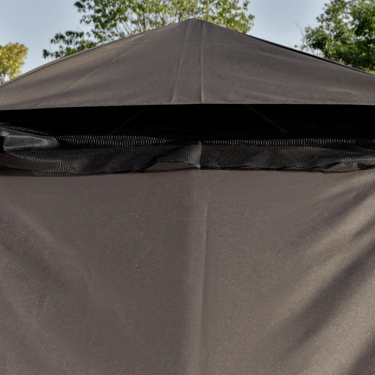 Garden Pavilion With Double Roof Pavilion Garden Tent Marquee Party Tent With 4 X Side Walls Metal + Polyester Coffee 2.99 X 2.99 X 2.74 M