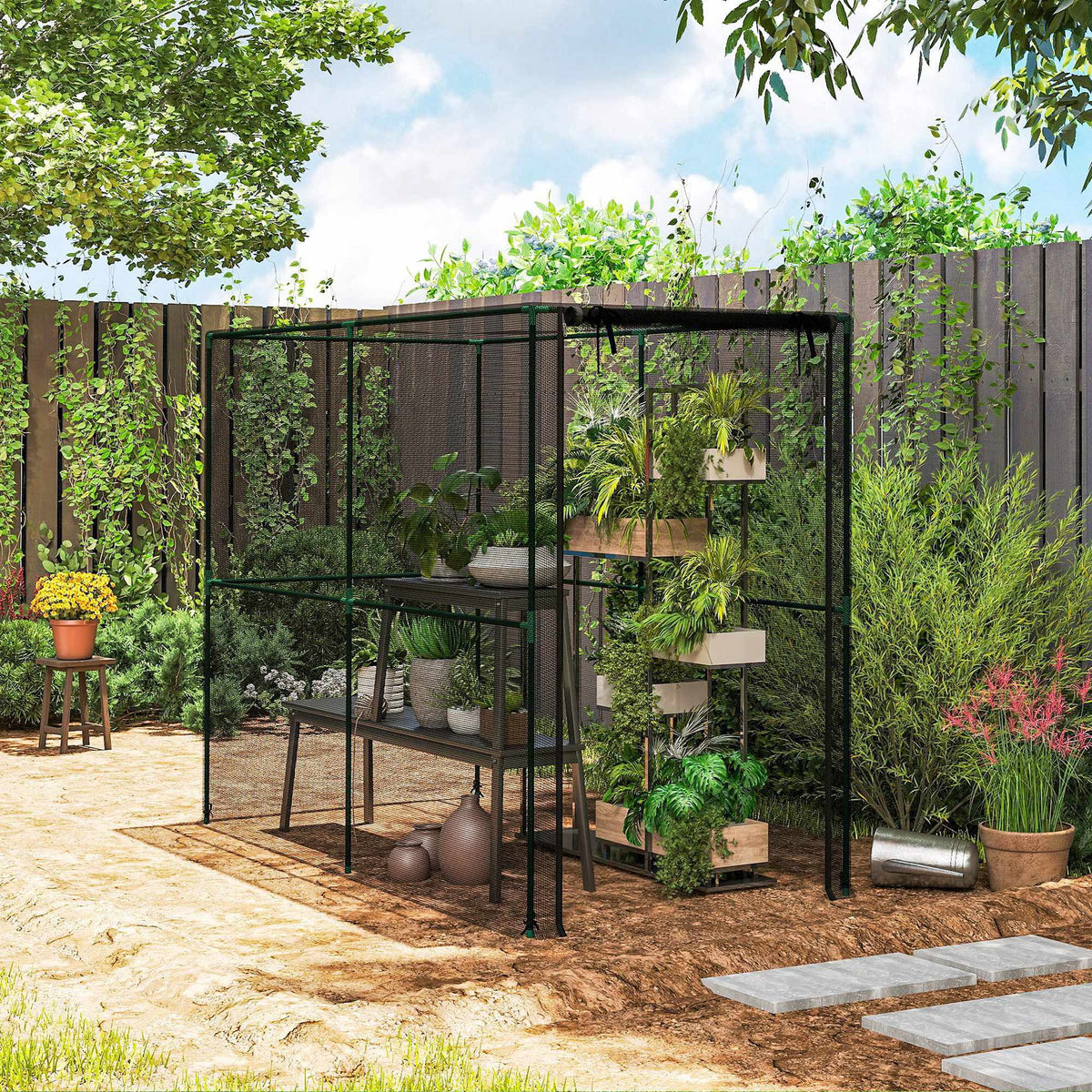 Garden Plant Protection Cage, Black, 200x100x160 cm