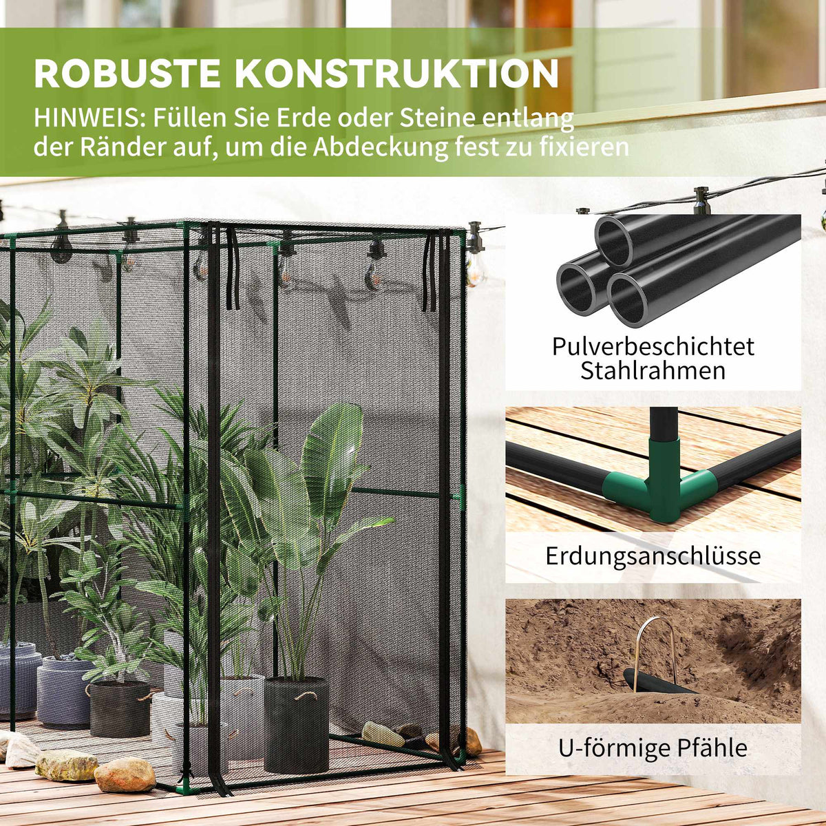 Garden Plant Protection Cage, Black, 200x100x160 cm