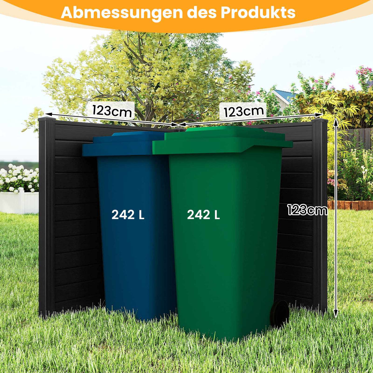 Garden Privacy Fence Panels, 123x123 cm, Black, PVC