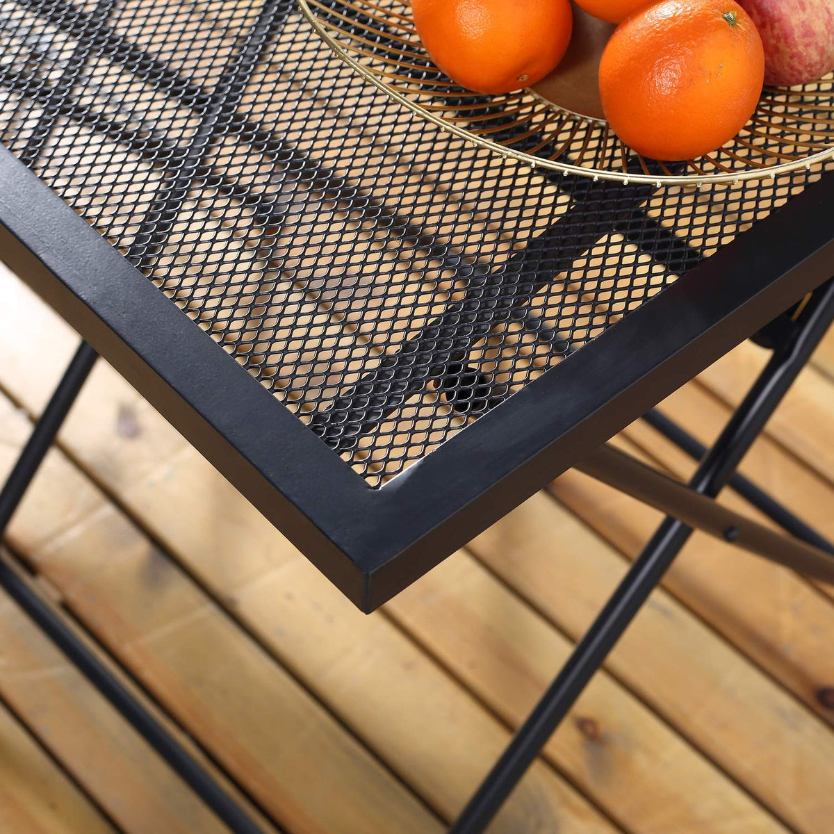 Garden Seating Group 3 People Bistro Set 1 Table 2 Foldable Chairs Patio Balcony Metal Gray