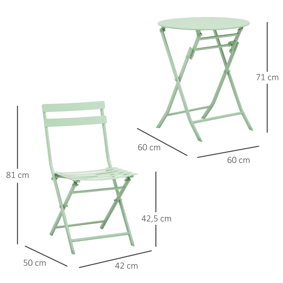 Garden Set For 2 People Balcony Furniture Set Bistro Table With 2 Chairs For Yard Garden Foldable Green