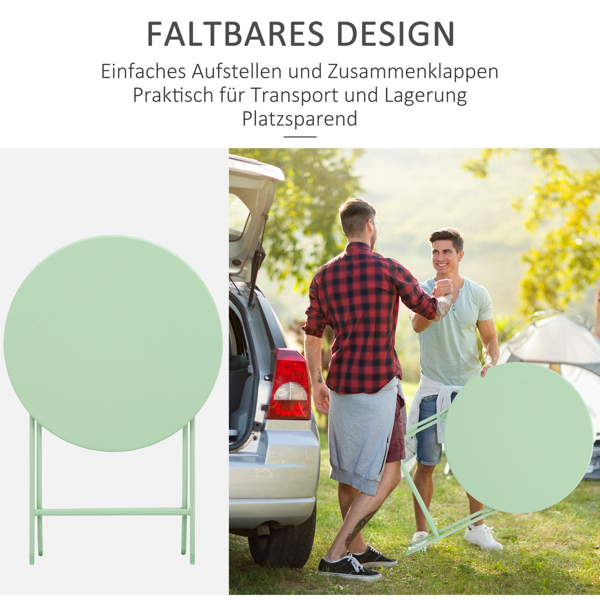 Garden Set For 2 People Balcony Furniture Set Bistro Table With 2 Chairs For Yard Garden Foldable Green
