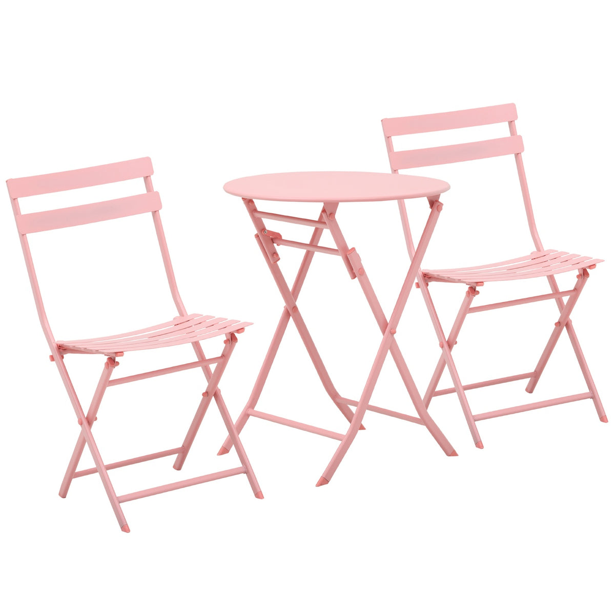 Garden Set For 2 People Balcony Furniture Set Bistro Table With 2 Chairs For Yard Garden Foldable Pink