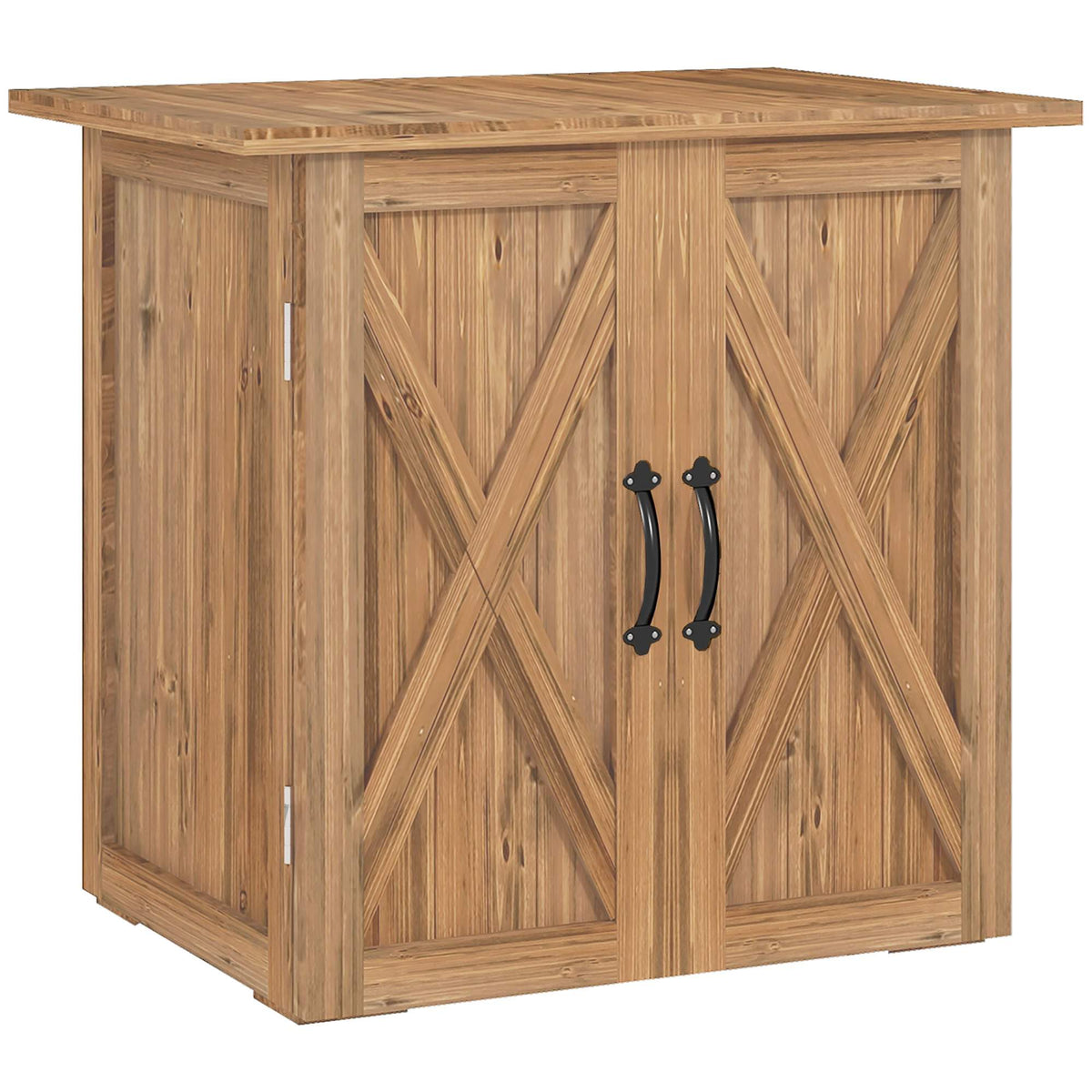 Garden Shed, Double Doors, Natural Wood, 77x55x72 cm, Brown