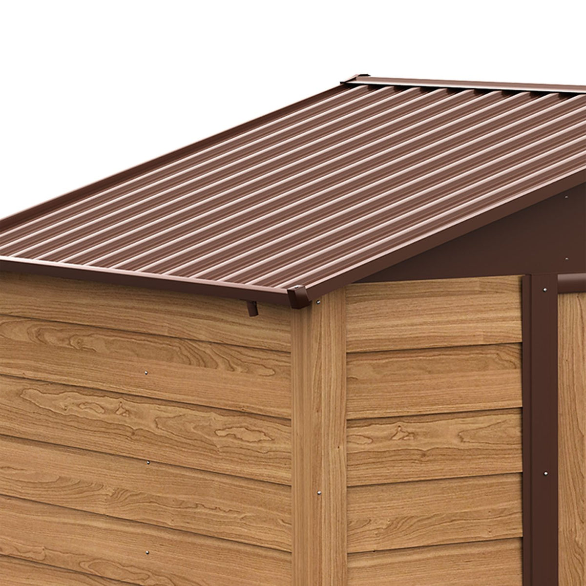 Garden Shed Tool Shed Tool Cabinet Shed Imitation Wood Grain + Coffee L152 X W235.7 X H208.7 Cm