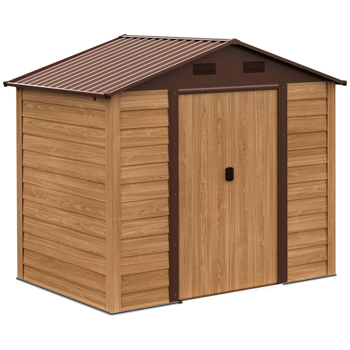 Garden Shed Tool Shed Tool Shed Garden Shed With Window Sliding Doors Weatherproof Garden Shed Steel Brown 196 X 236 X 208 Cm