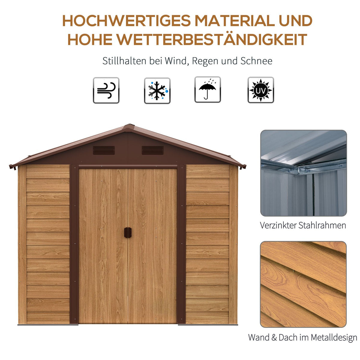 Garden Shed Tool Shed Tool Shed Garden Shed With Window Sliding Doors Weatherproof Garden Shed Steel Brown 196 X 236 X 208 Cm