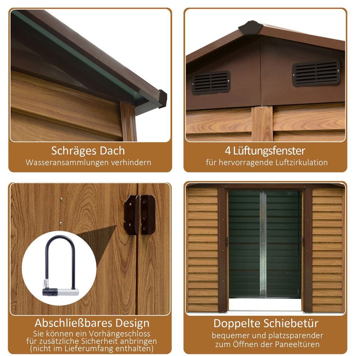 Garden Shed Tool Shed Tool Shed Garden Shed With Window Sliding Doors Weatherproof Garden Shed Steel Brown 196 X 236 X 208 Cm