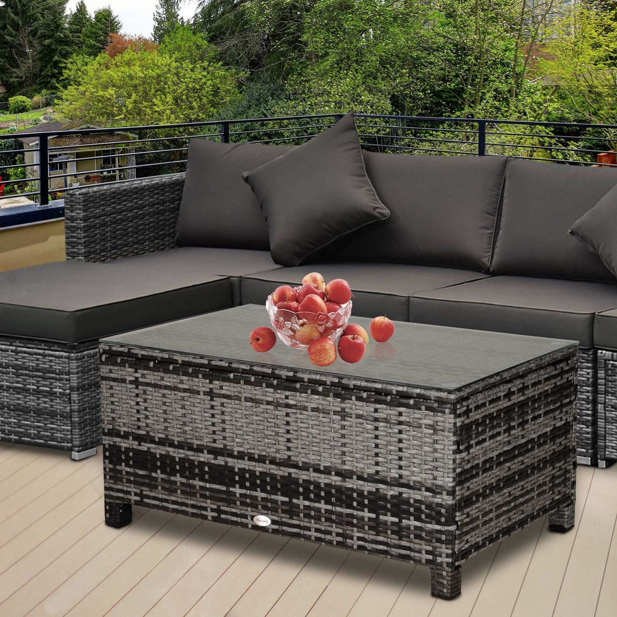 Garden Side Table Coffee Table Garden Table Balcony Table Polyrattan Gray 85 X 50 X 39 Cm
