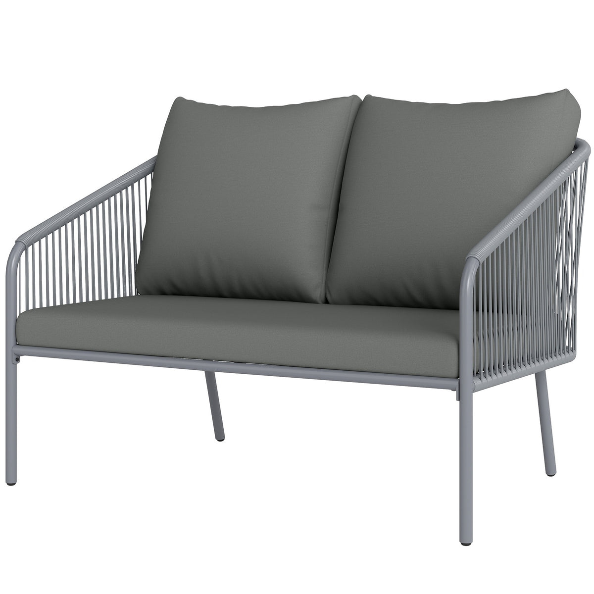 Garden Sofa with Cushions 2-Seater Rattan Sofa Lounge Sofa Outdoor Balcony Sofa Rattan Sofa Garden Lounge Polyrattan Garden Furniture Balcony Furniture 112 x 72 x 76 cm Gray |