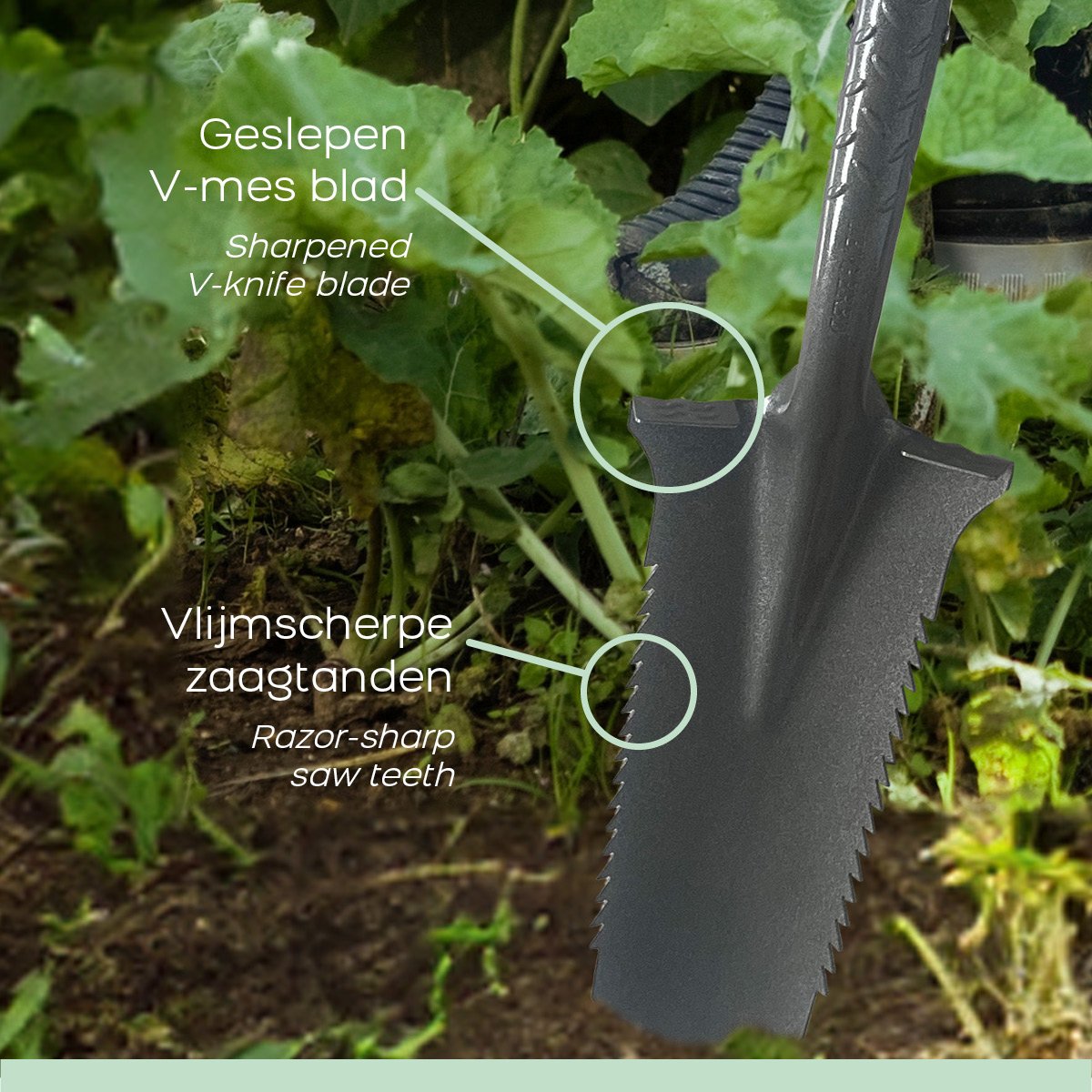 Garden Spade with V-Shaped Blade, Grey
