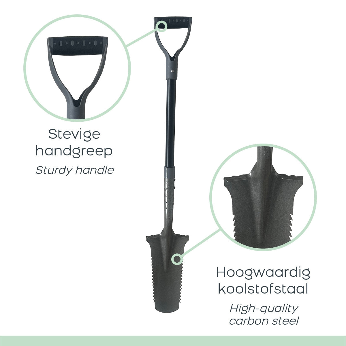 Garden Spade with V-Shaped Blade, Grey
