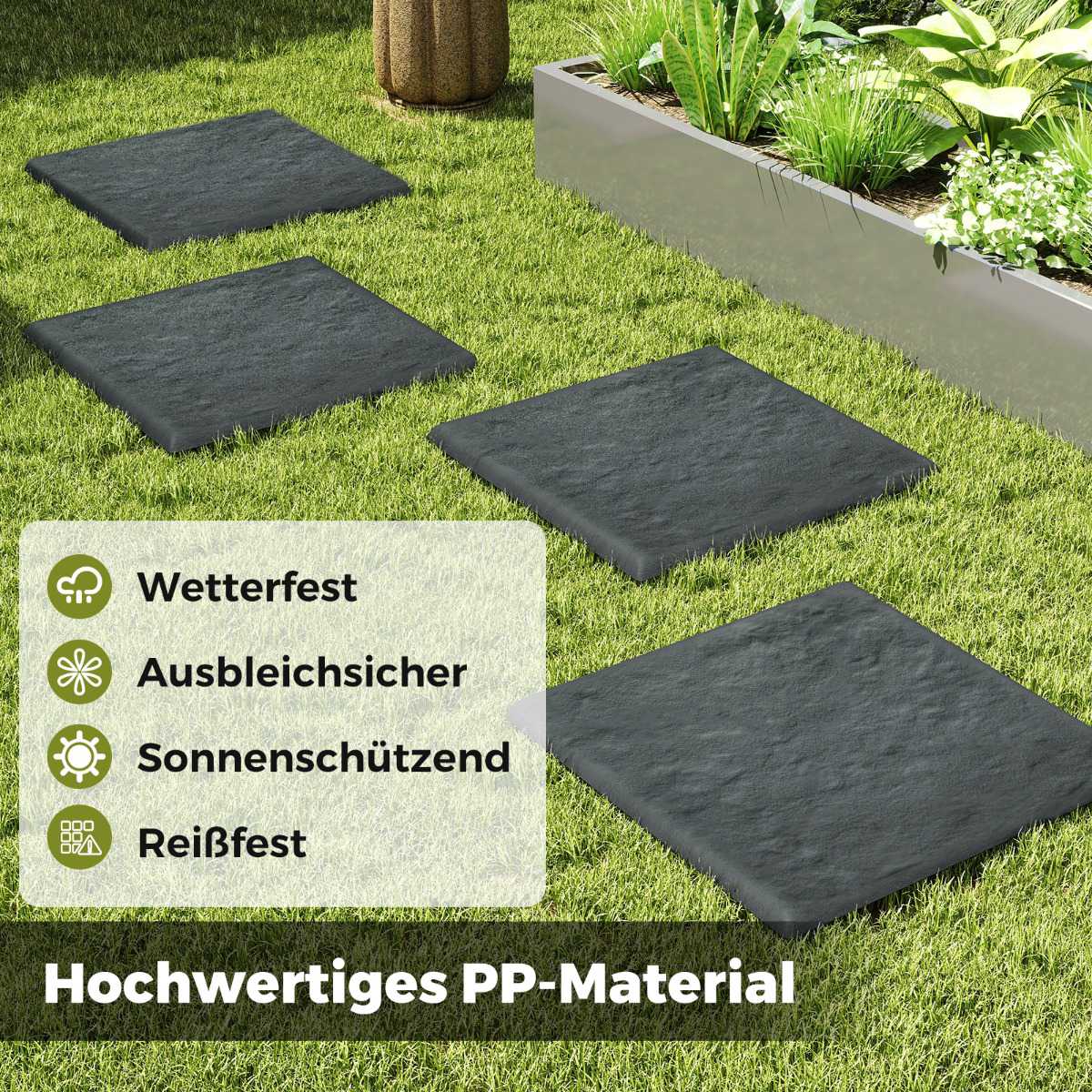 Garden Stepping Stones Set, 8 Pieces, 39.5 cm, Grey