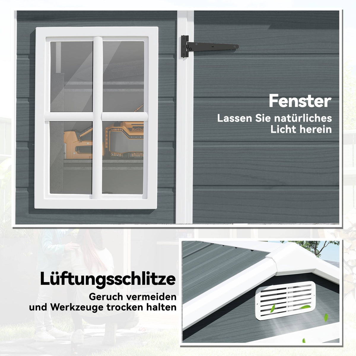 Garden Storage Shed, 2.77 m², Double Doors, Windows, Lock