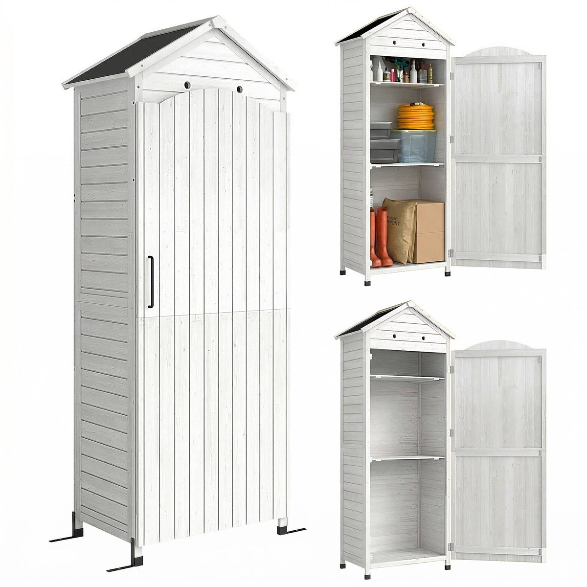 Garden Storage Shed, Adjustable Shelves, Weatherproof Roof