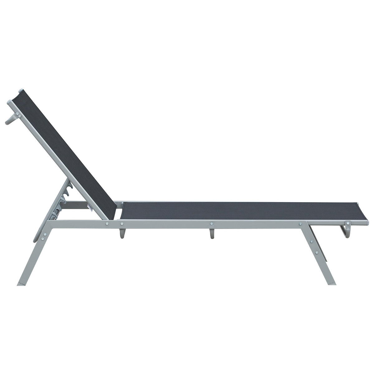 Garden Sun Lounger Relax Lounger 5 Step Backrest Metal Black 170 x 58 x 97 cm