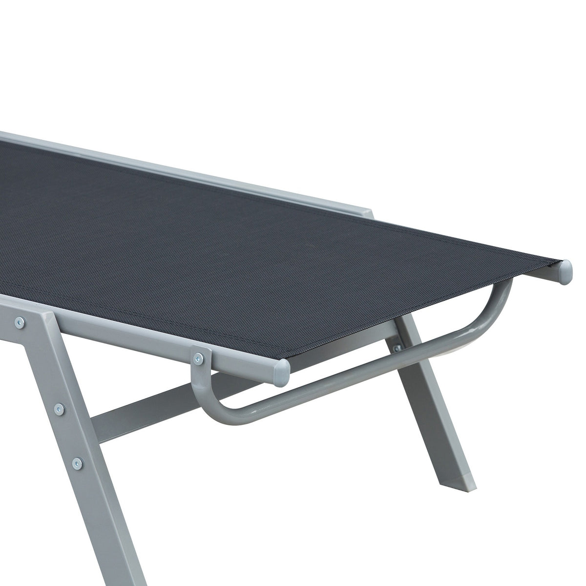 Garden Sun Lounger Relax Lounger 5 Step Backrest Metal Black 170 x 58 x 97 cm