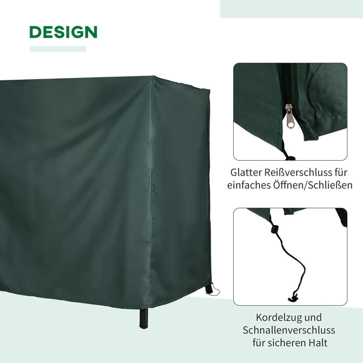 Garden Swing Cover, Garden Swing Cover, Cover, Waterproof, Sun Protection, Oxford, Green, 205 X 124 X 164 Cm