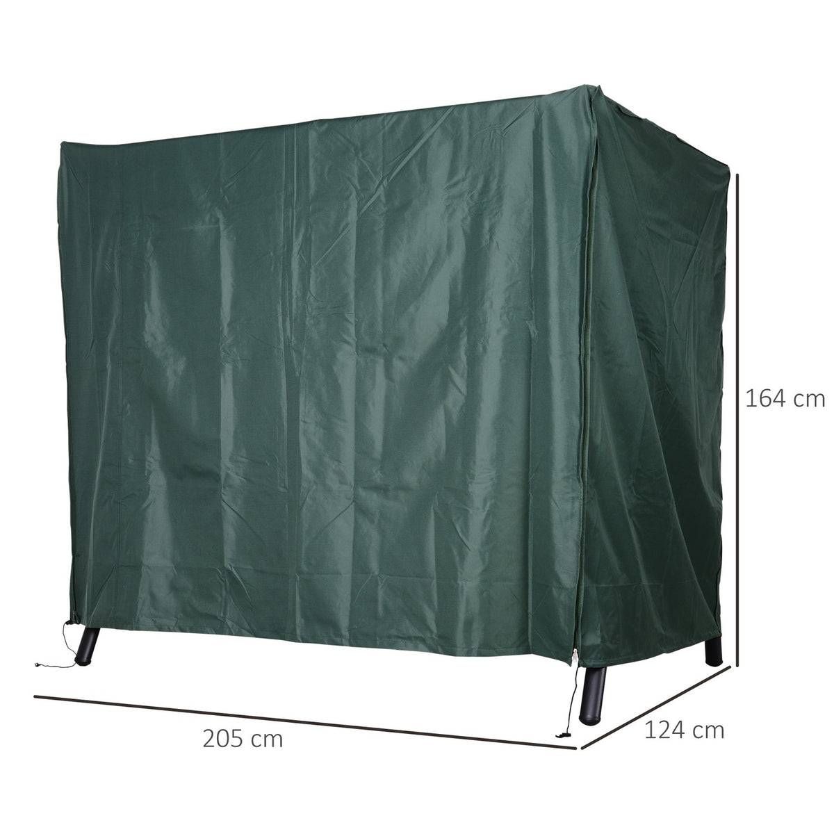 Garden Swing Cover, Garden Swing Cover, Cover, Waterproof, Sun Protection, Oxford, Green, 205 X 124 X 164 Cm