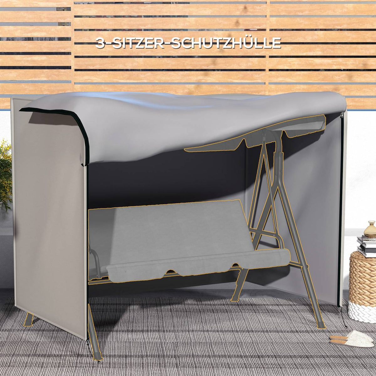 Garden Swing Cover, Garden Swing Cover, Cover, Waterproof, Sun Protection, Oxford, Grey, 205 X 124 X 164 Cm