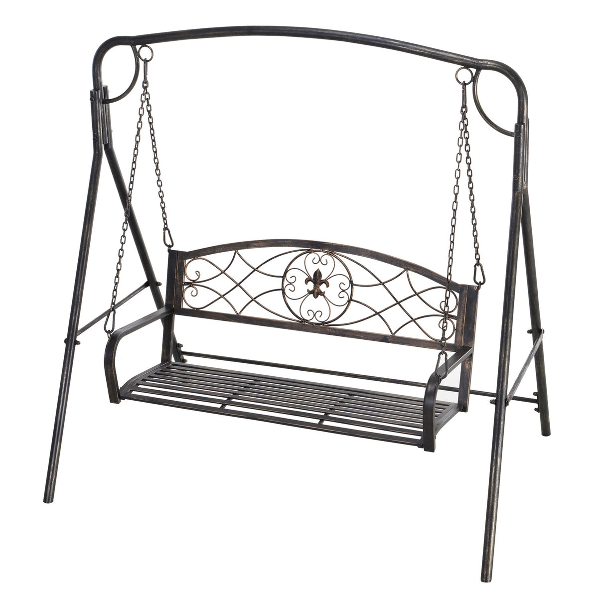 Garden Swing For 2 People, Hollywood Swing, Swing Bench, Metal, Bronze, 167 X 123 X 175 Cm