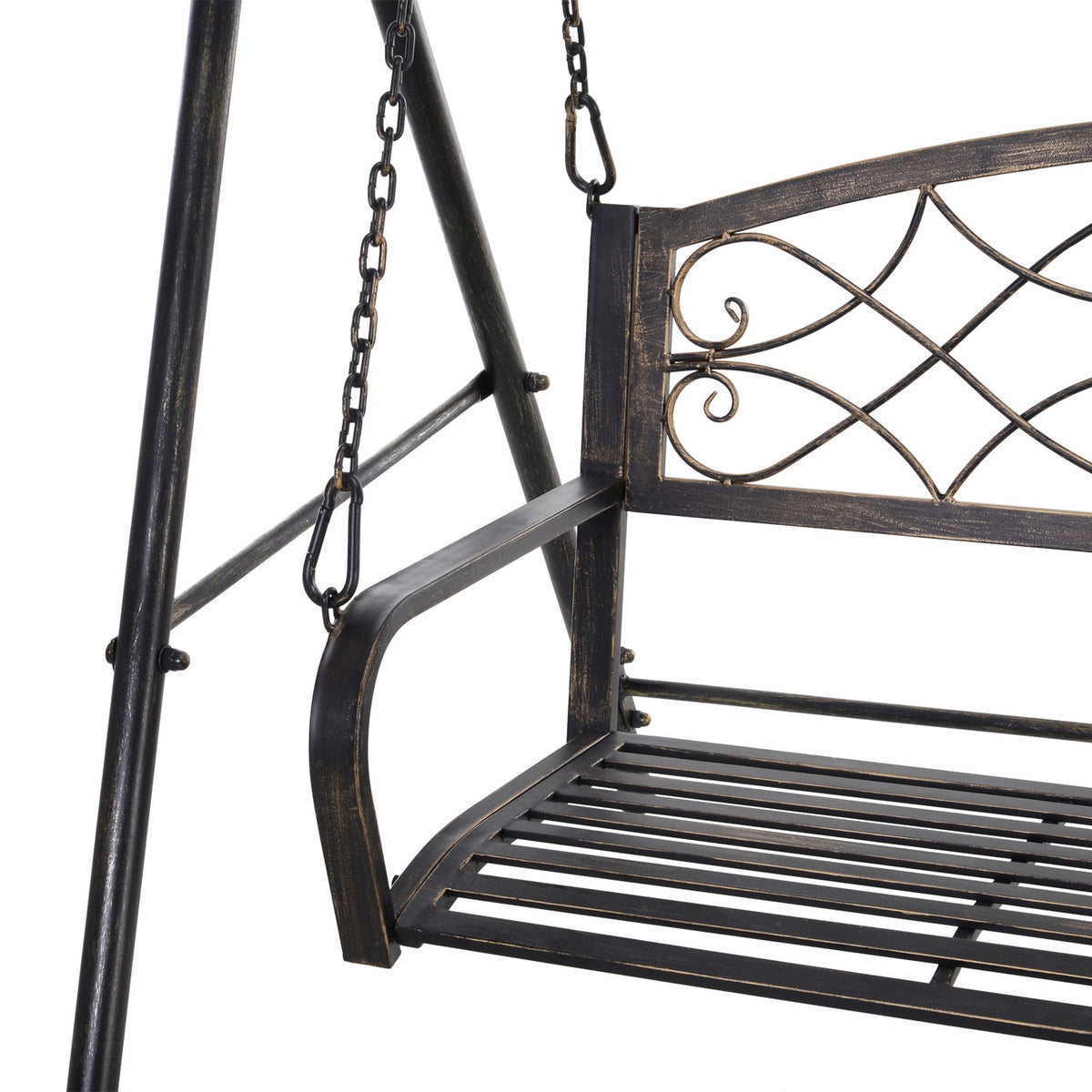 Garden Swing For 2 People, Hollywood Swing, Swing Bench, Metal, Bronze, 167 X 123 X 175 Cm