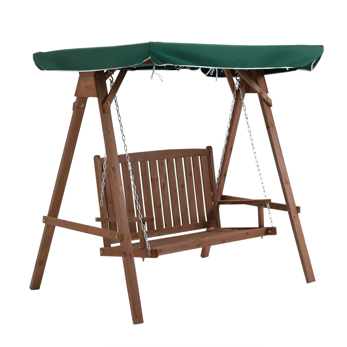 Garden Swing For 2 People, Hollywood Swing, Swing Bench With Roof, Solid Wood, Green, 160 X 120 X 165 Cm