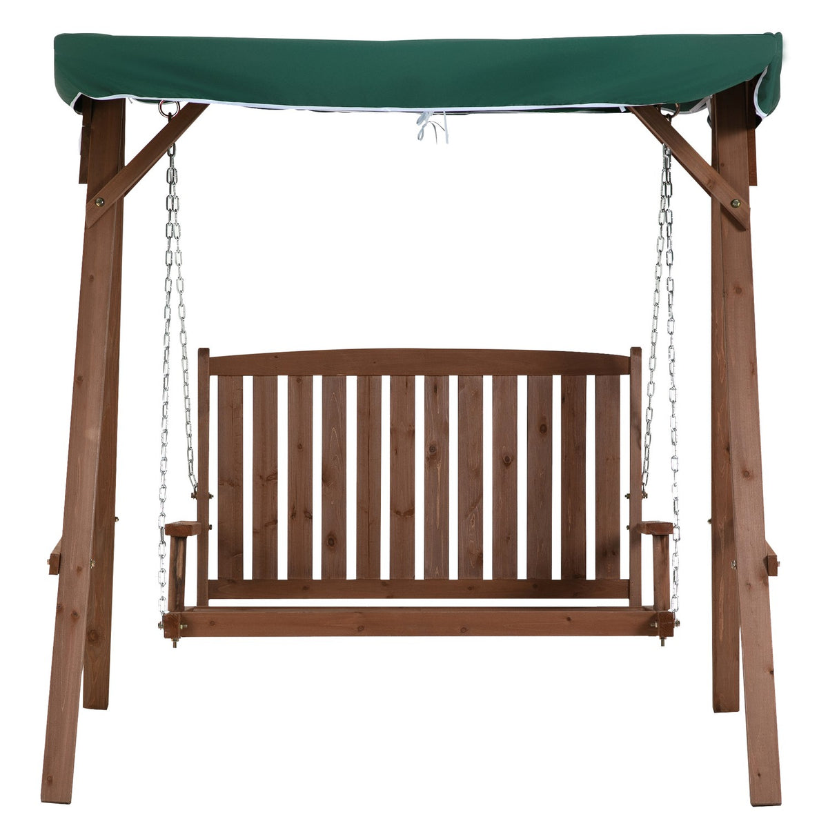 Garden Swing For 2 People, Hollywood Swing, Swing Bench With Roof, Solid Wood, Green, 160 X 120 X 165 Cm