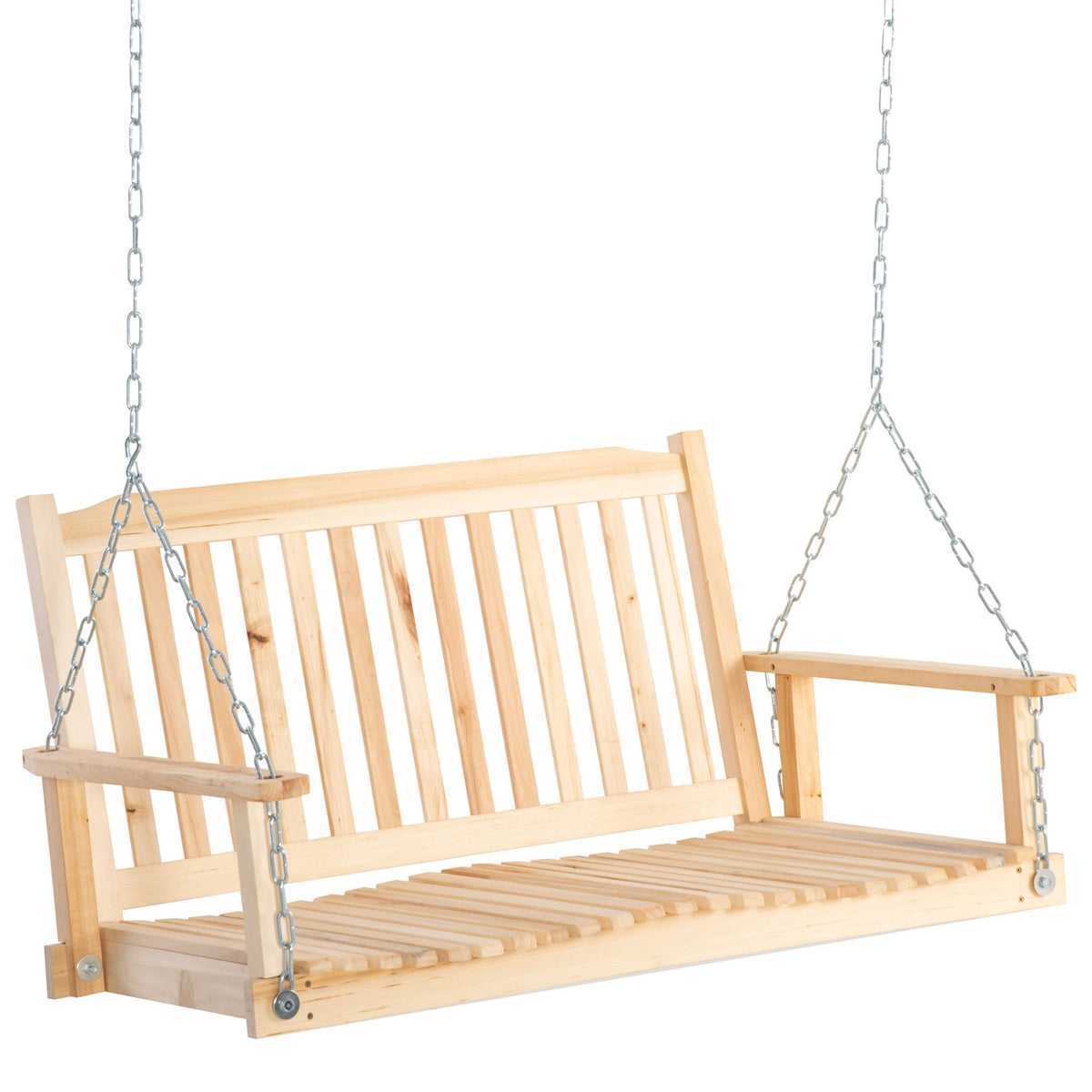 Garden Swing For 2 People Swing Bench Hanging Bench Solid Wood Patio Terrace Backyard Natural 117 X 69 X 60 Cm