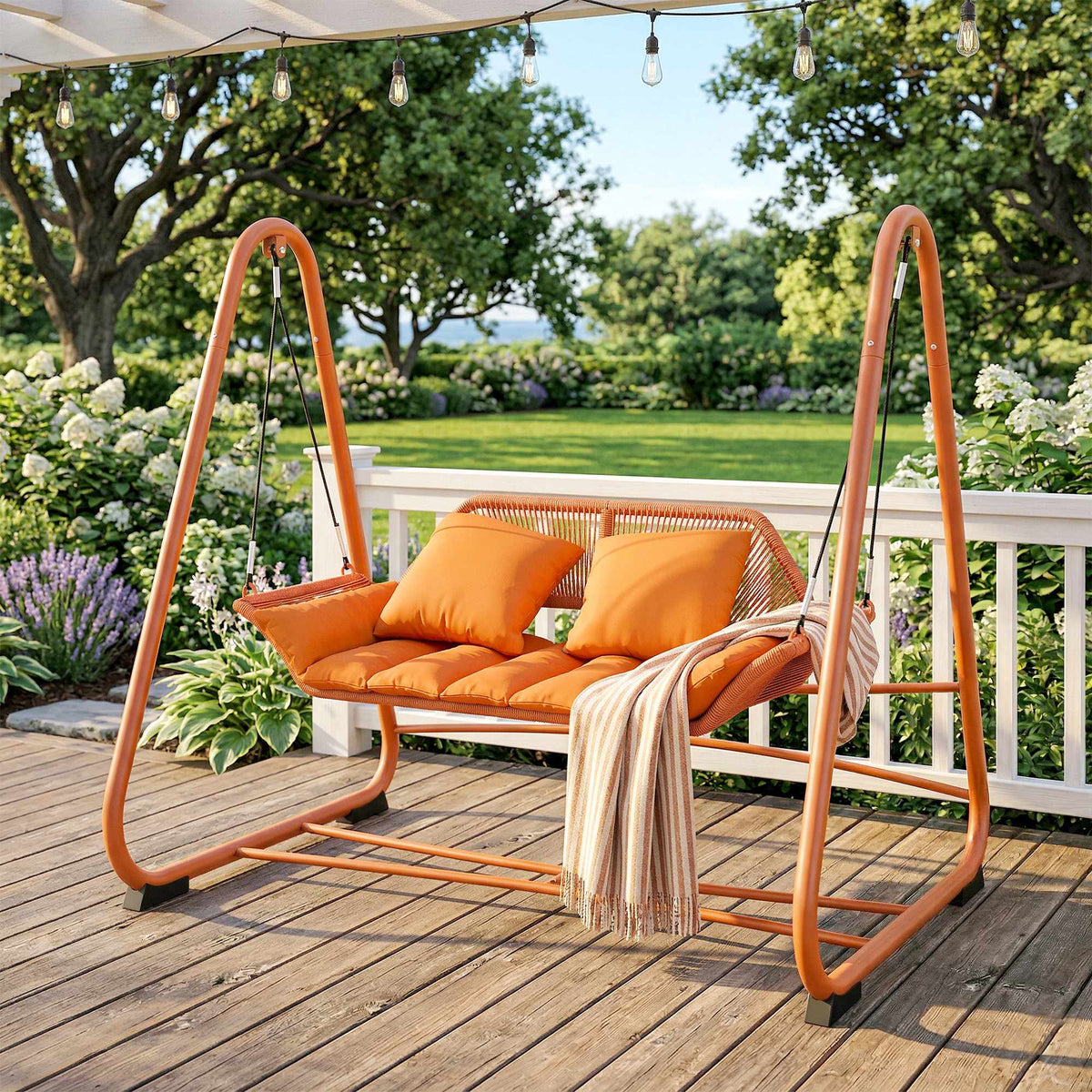 Garden Swing with Cushions, Metal Frame, 174x120x162 cm