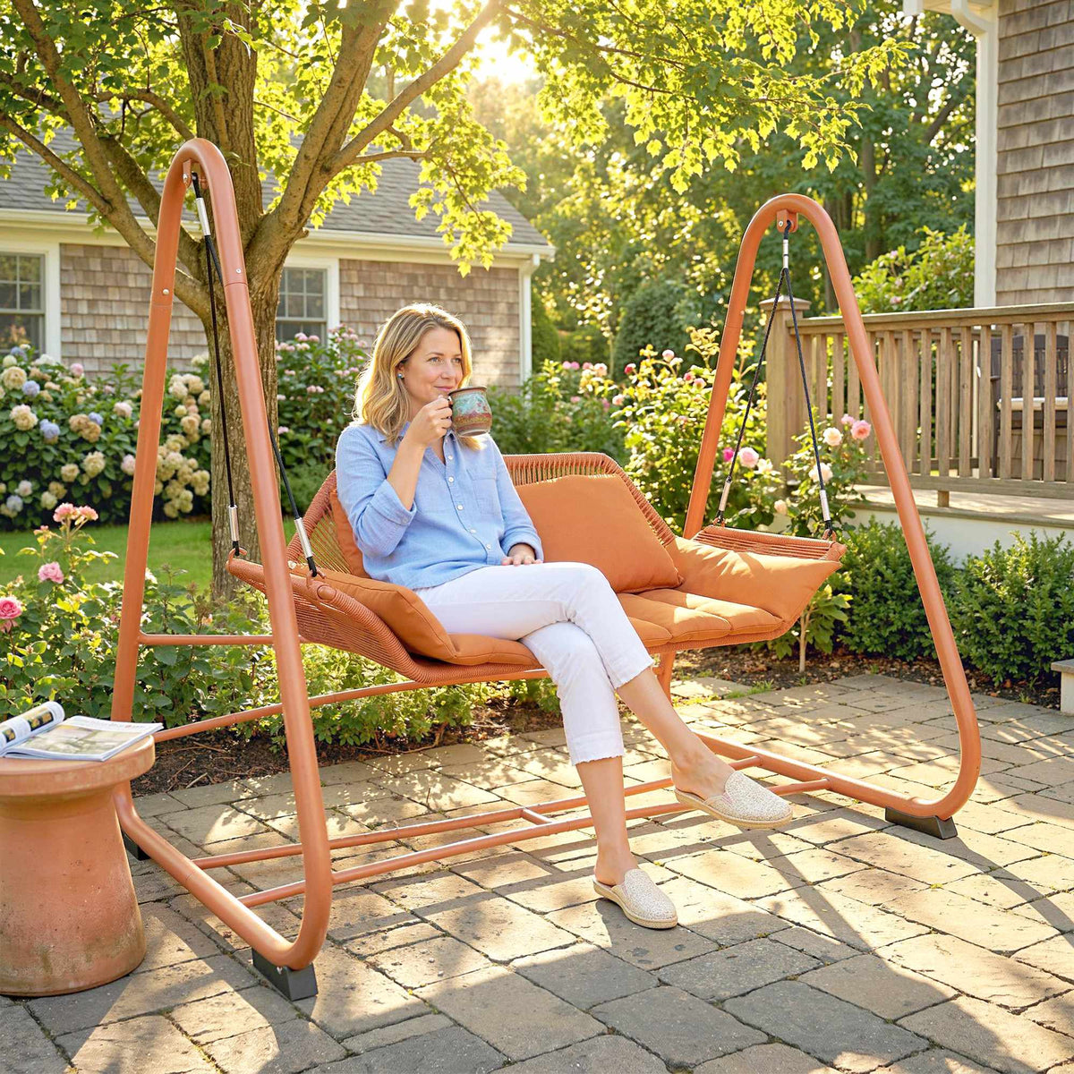 Garden Swing with Cushions, Metal Frame, 174x120x162 cm