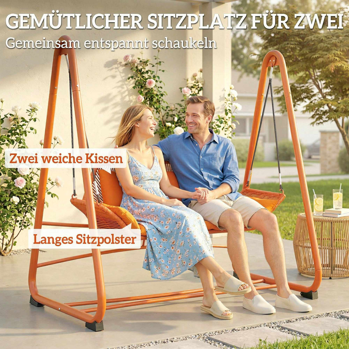 Garden Swing with Cushions, Metal Frame, 174x120x162 cm
