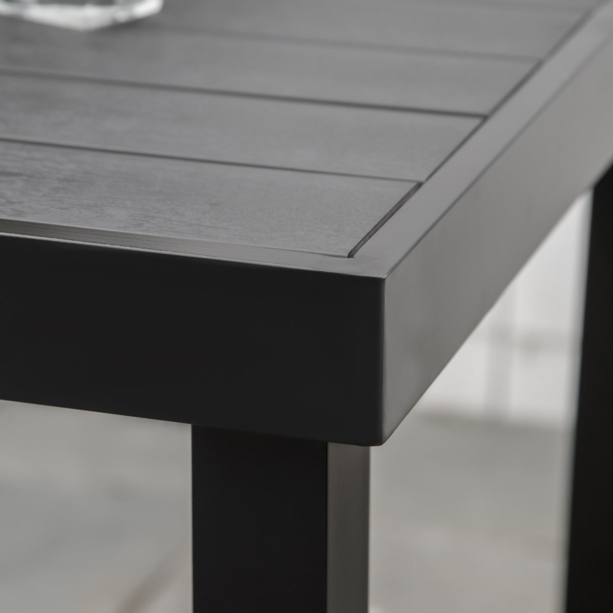 Garden Table 4 People Compact Dining Table Easy-Care Aluminum Table Garden Furniture Plastic Black 80X80X74Cm