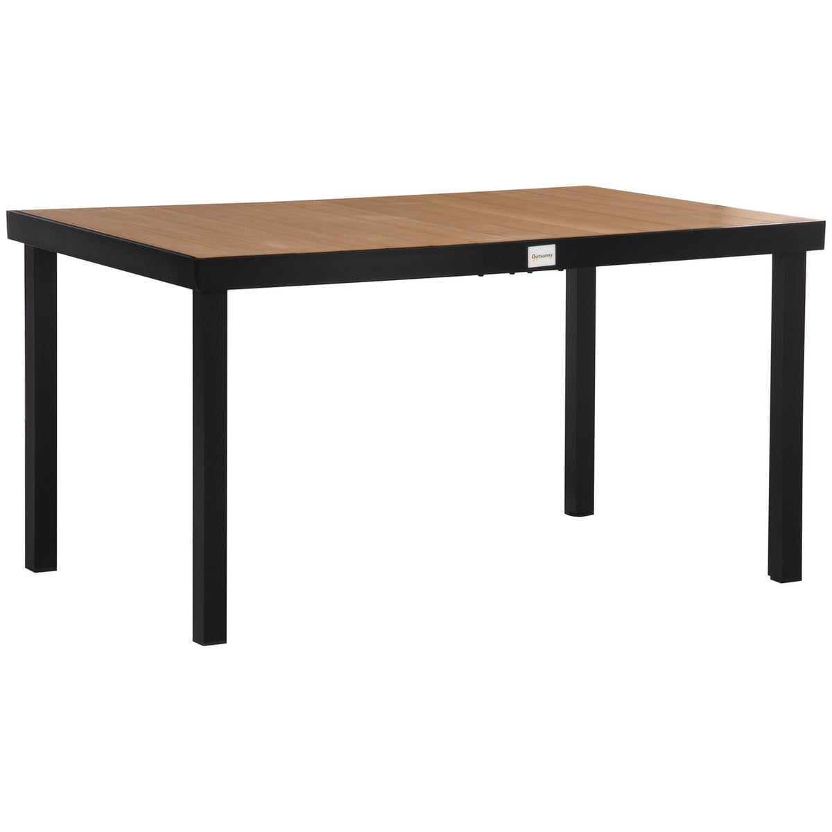 Garden Table 6 People Dining Table Easy-Care Aluminum Table Garden Furniture Plastic Natural + Black 140X90X74Cm