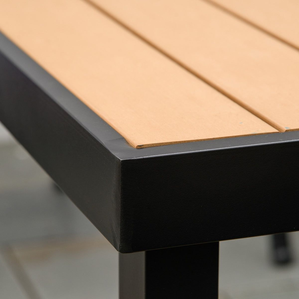 Garden Table 6 People Dining Table Easy-Care Aluminum Table Garden Furniture Plastic Natural + Black 140X90X74Cm