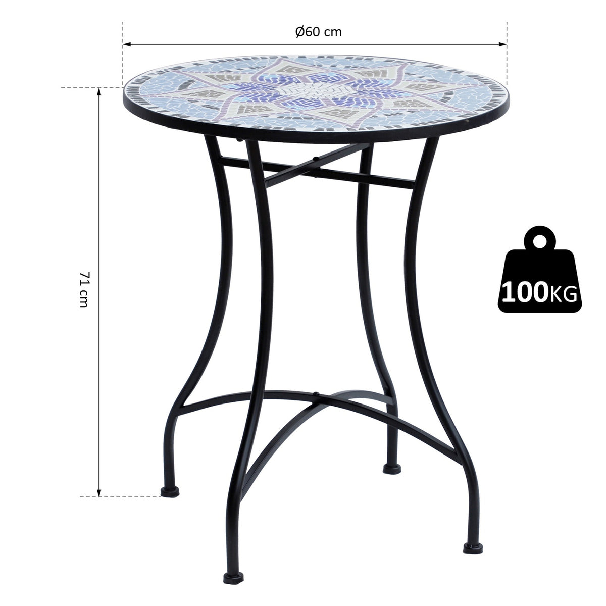 Garden Table Balcony Table Round Ø60 X H71 Cm