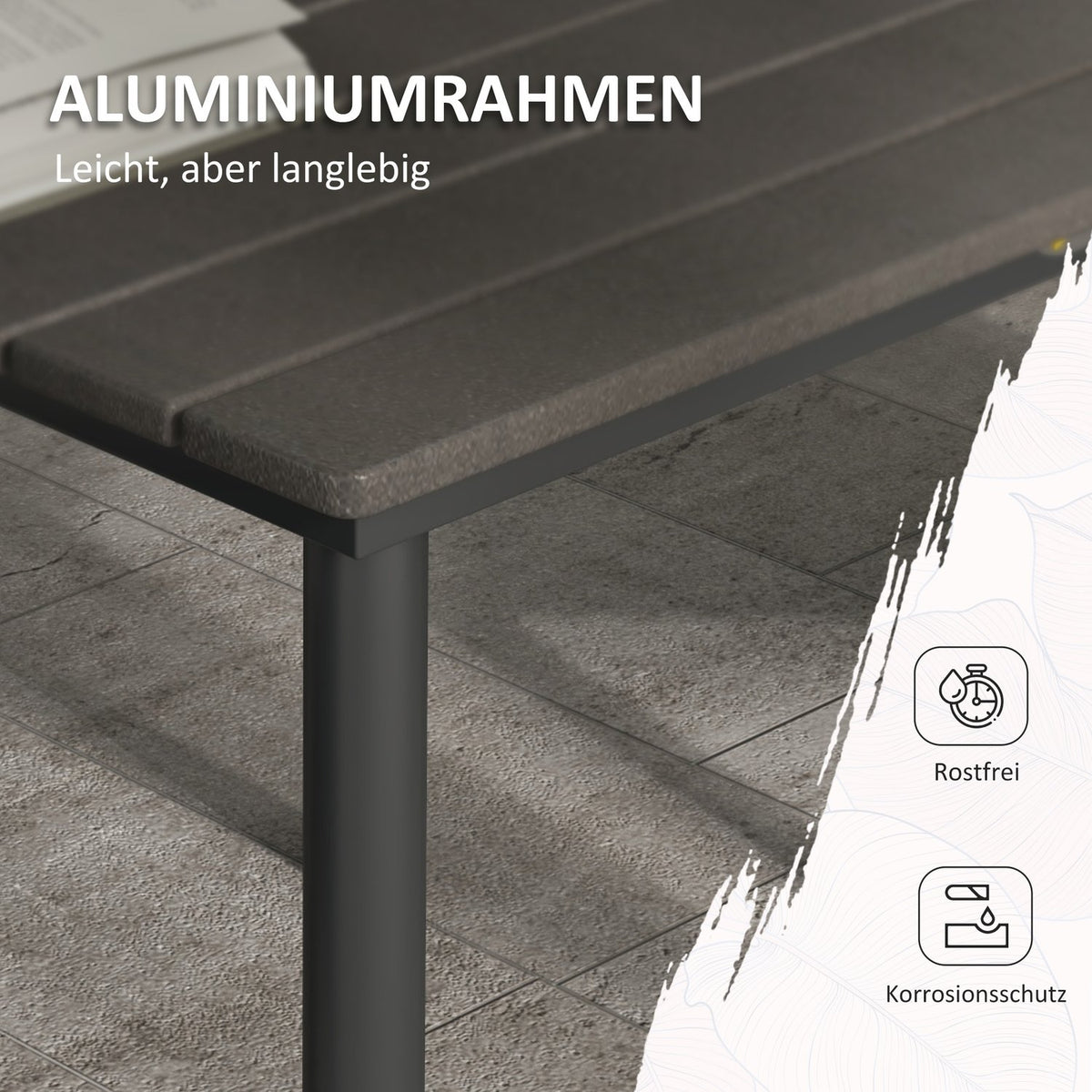 Garden Table Dining Table 4 People Umbrella Hole Patio Table Slatted Frame Hdpe Dark Gray 90X90X75Cm