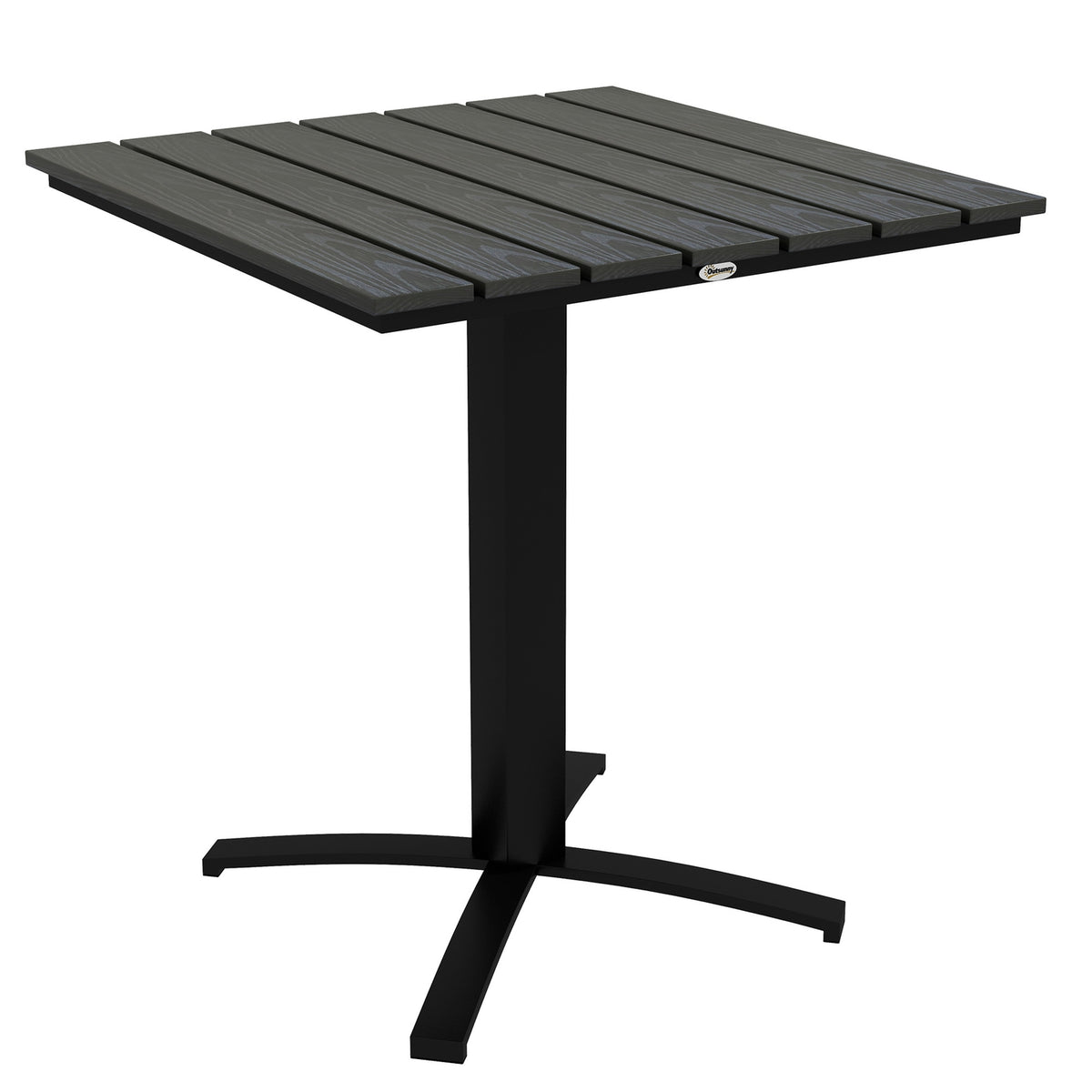 Garden Table, Dining Table For 4 People, Square Balcony Table With Wood Look For Terrace, Aluminum, Gray, 70 X 70 X 76 Cm