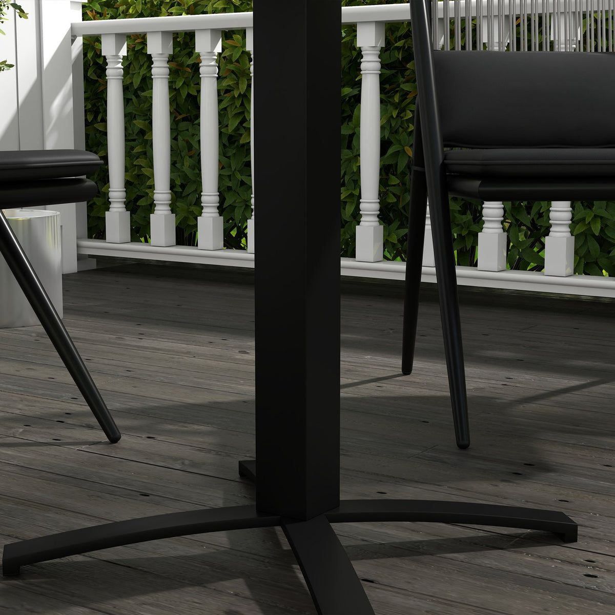 Garden Table, Dining Table For 4 People, Square Balcony Table With Wood Look For Terrace, Aluminum, Gray, 70 X 70 X 76 Cm
