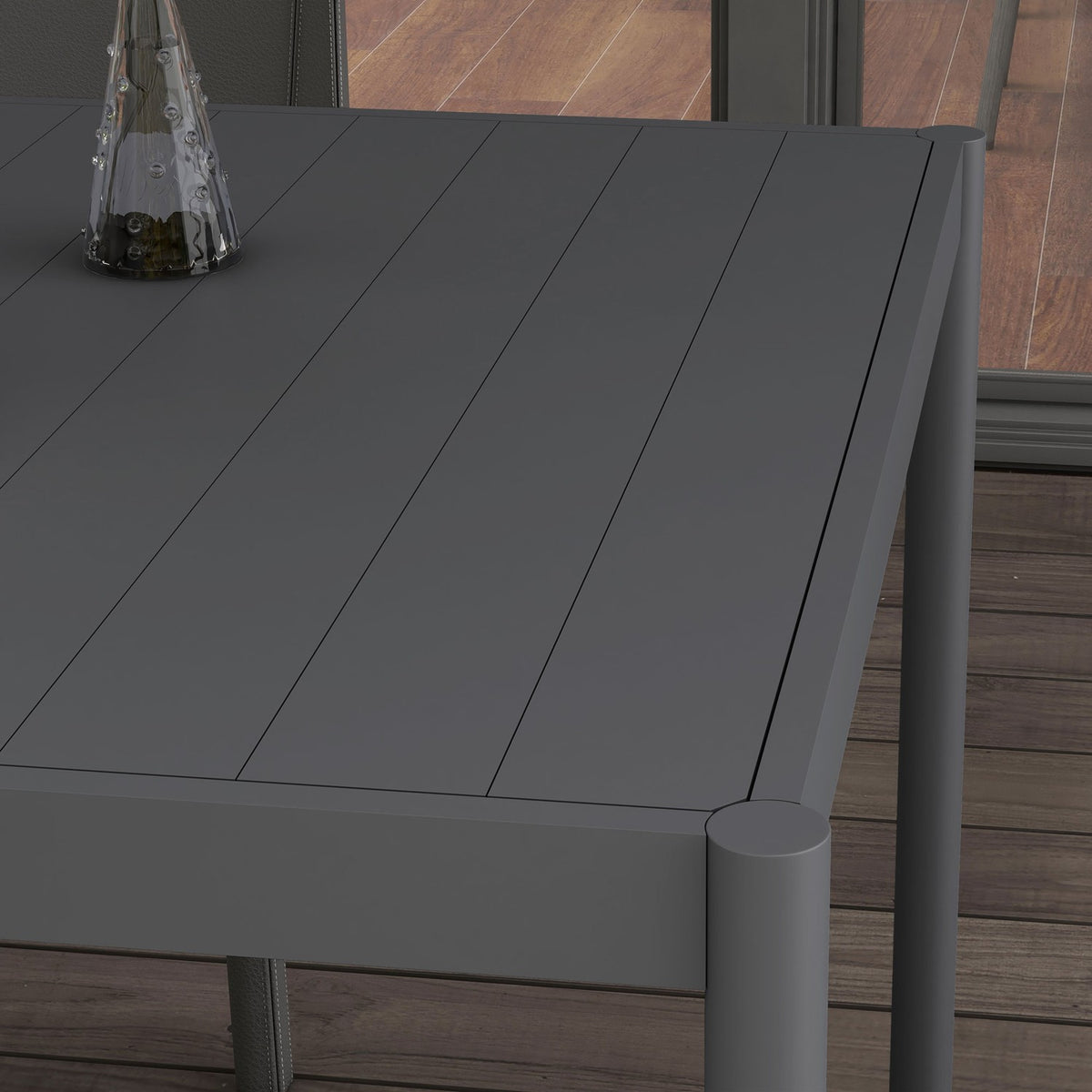 Garden Table, Dining Table For 6 People, Patio Table, Balcony Table Made Of Aluminum, Dark Gray, 145 X 90 X 74 Cm