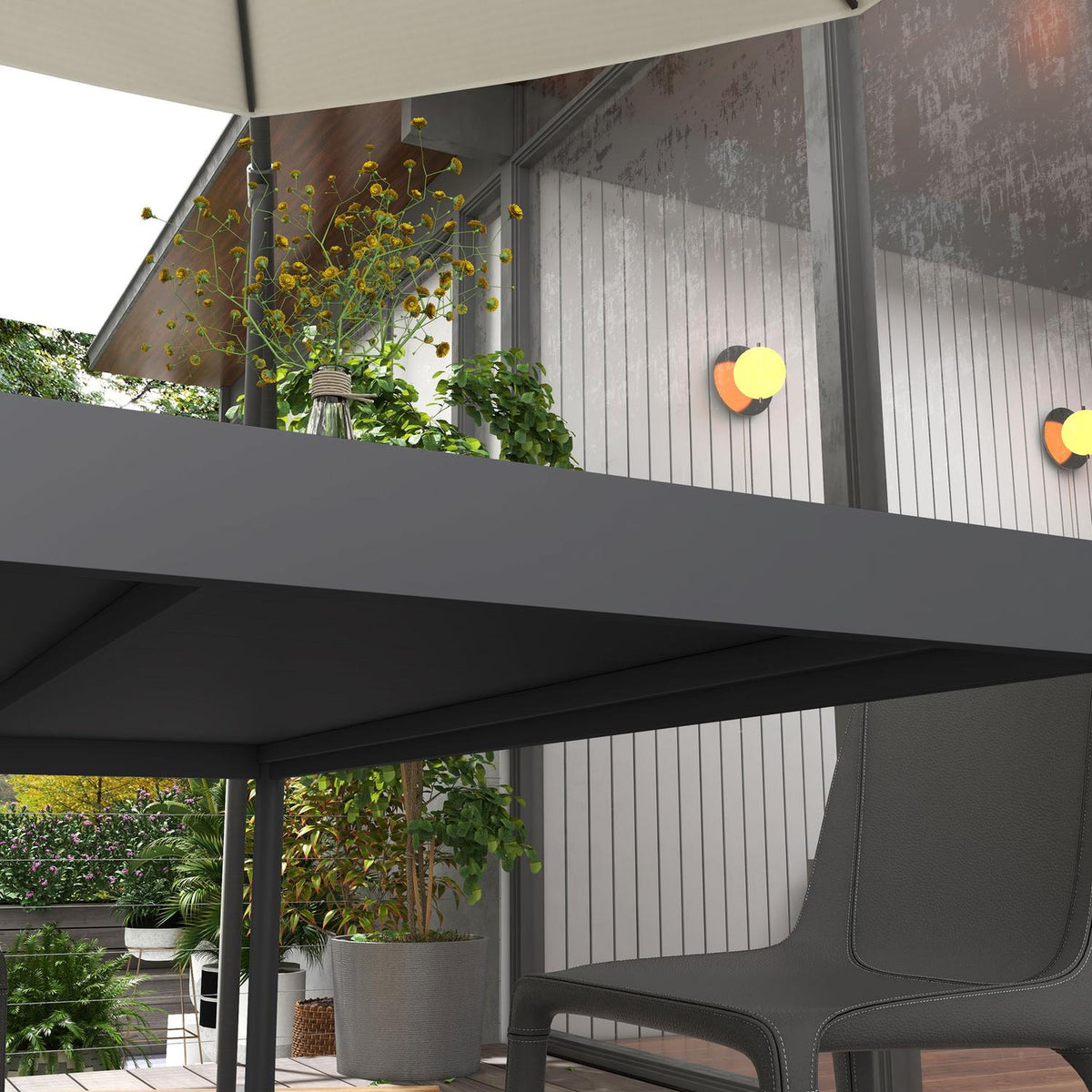Garden Table, Dining Table For 6 People, Patio Table, Balcony Table Made Of Aluminum, Dark Gray, 145 X 90 X 74 Cm