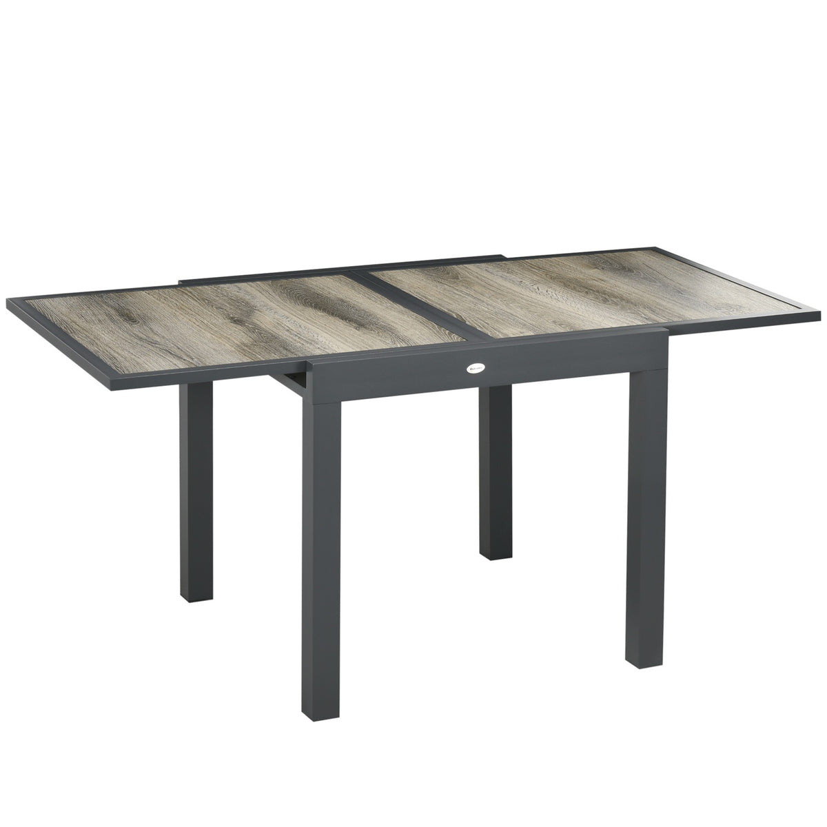 Garden Table, Dining Table For Garden With Extendable Table Top, Patio Table With Wood Look, Balcony Table Made Of Aluminum, Beige + Gray, 160 X 80 X 75Cm
