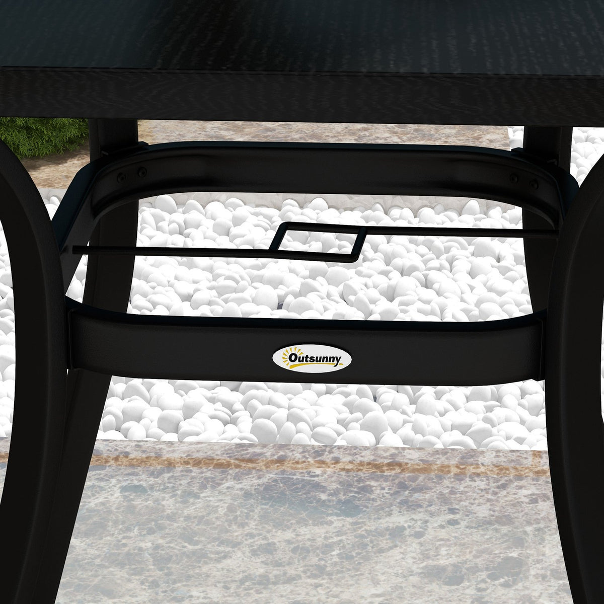 Garden Table Dining Table Umbrella Hole Square Balcony Table 4 People Foot Pads Up To 70Kg Patio Steel Black 80X80X76Cm