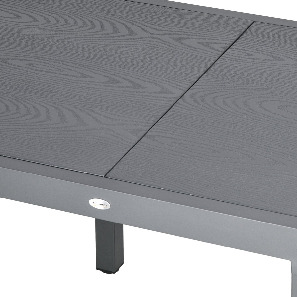 Garden Table, Extendable Balcony Table For 6 People, 80/160 X 80 Cm Dining Table With Wood Look, Patio Table For Garden, Steel, Dark Gray