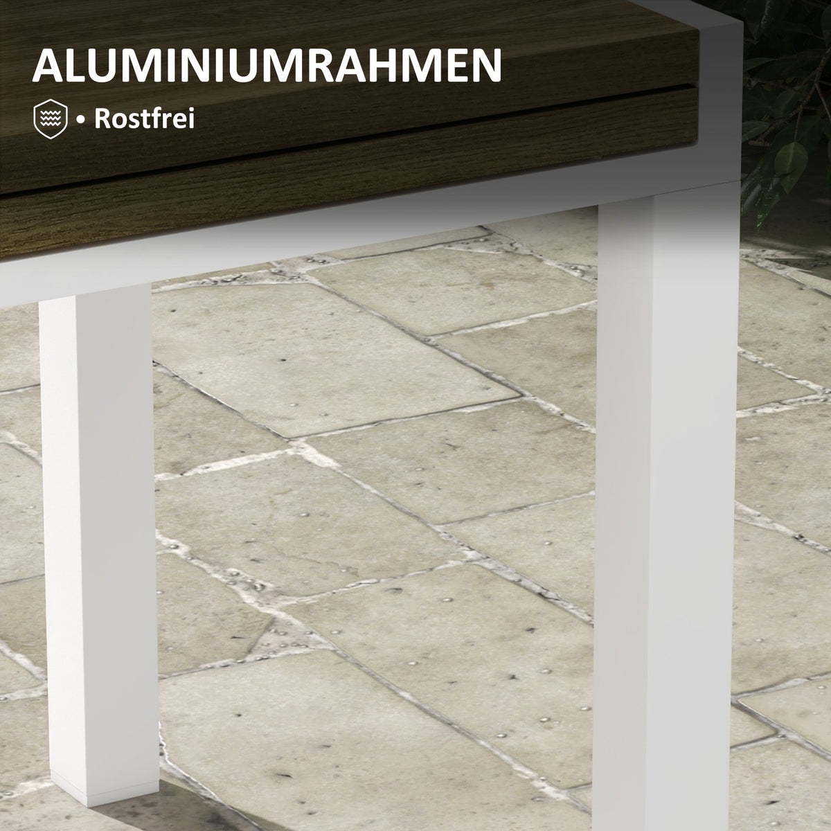 Garden Table, Extendable Dining Table For Garden, Patio Table For 6 People, Balcony Table With Wood Look, White, 80/160 X 80 X 75 Cm