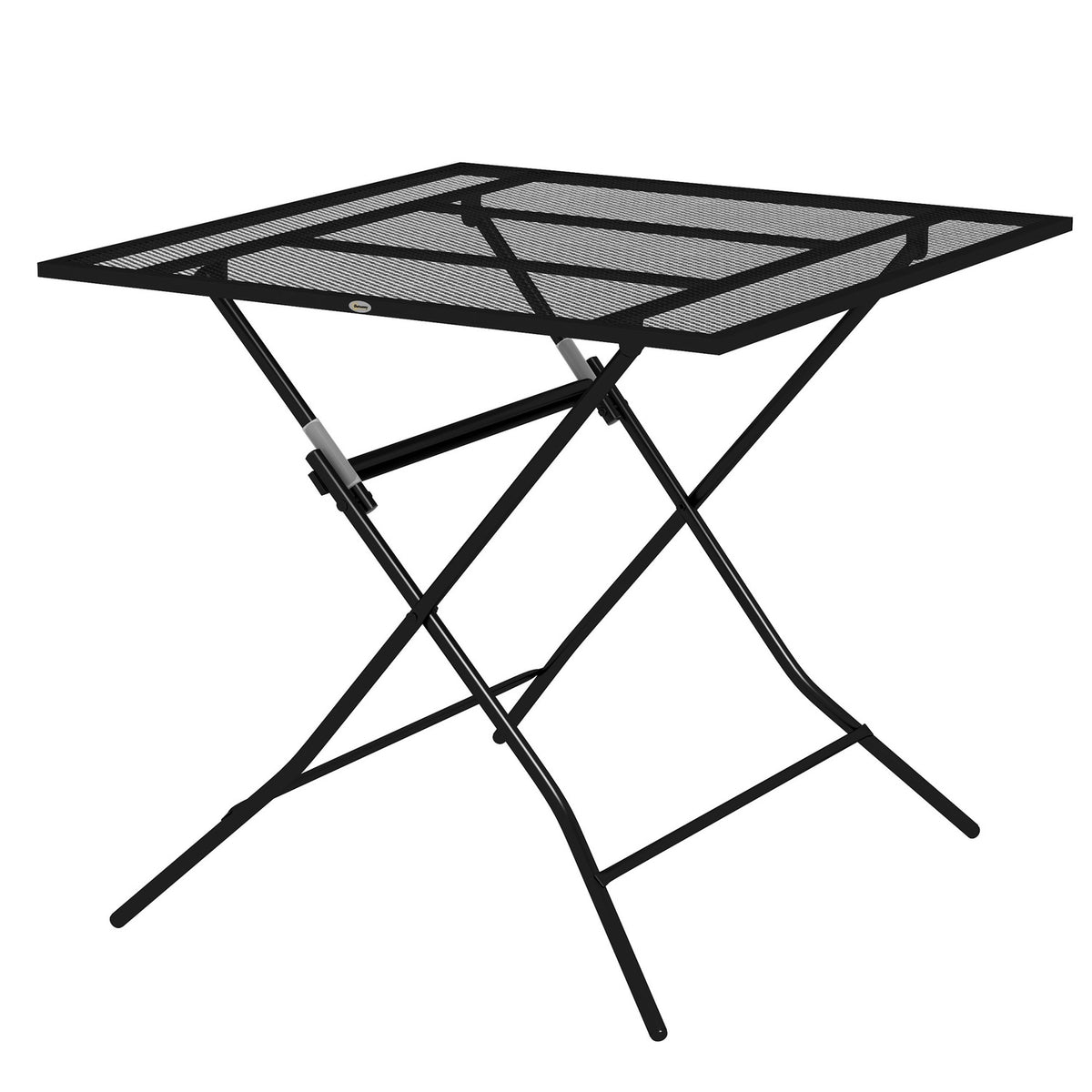 Garden Table, Folding Balcony Table, Square Side Table With A Load Capacity Of Up To 70 Kg For Terrace, Steel, Black, 80 X 80 X 74 Cm