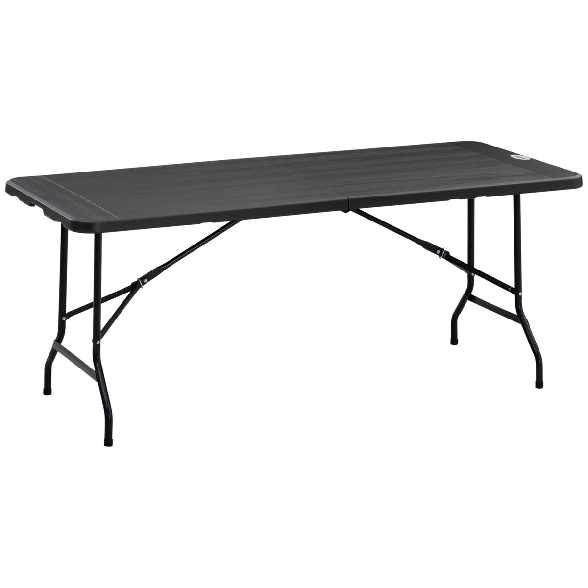 Garden Table Folding Table For 6 People, Buffet Table With Steel Frame, Patio Table In Wood Look, 180 X 75.5 X 73 Cm, Dark Gray