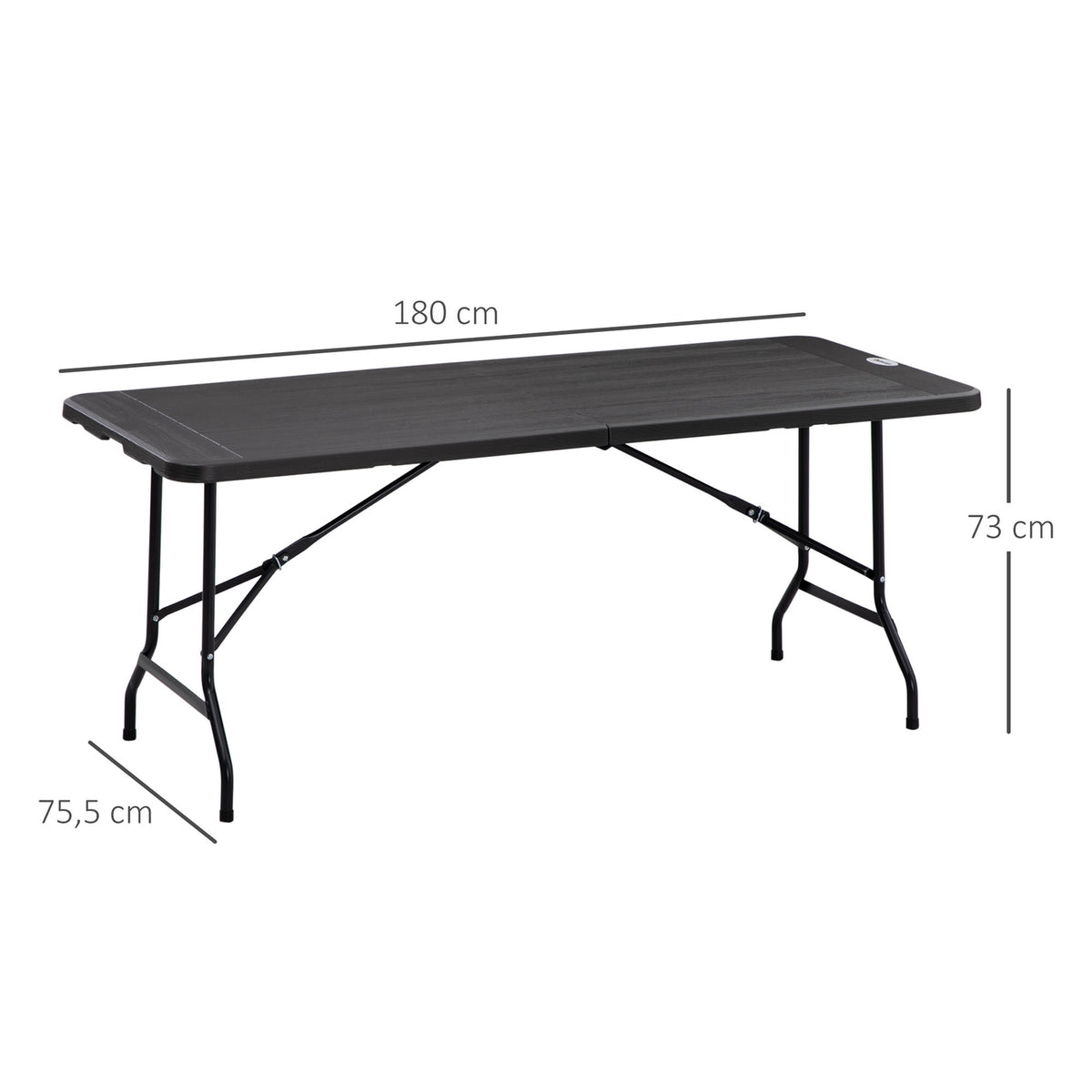 Garden Table Folding Table For 6 People, Buffet Table With Steel Frame, Patio Table In Wood Look, 180 X 75.5 X 73 Cm, Dark Gray